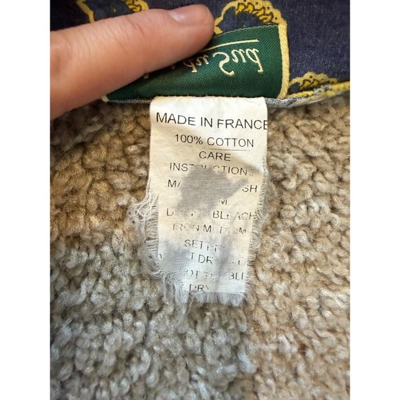 Vtg Vent Du Sud Tablecloth Sunflower & Olive Pattern Blue Yellow 77"x55" France - Picture 7 of 7